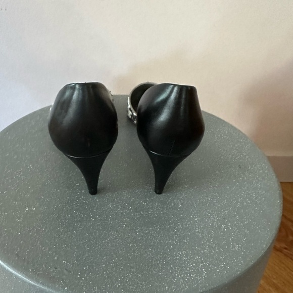 Vince Black and White Kitten Heels with Snake Print - Picture 3 of 5